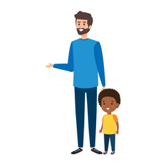 young father with afro son characters