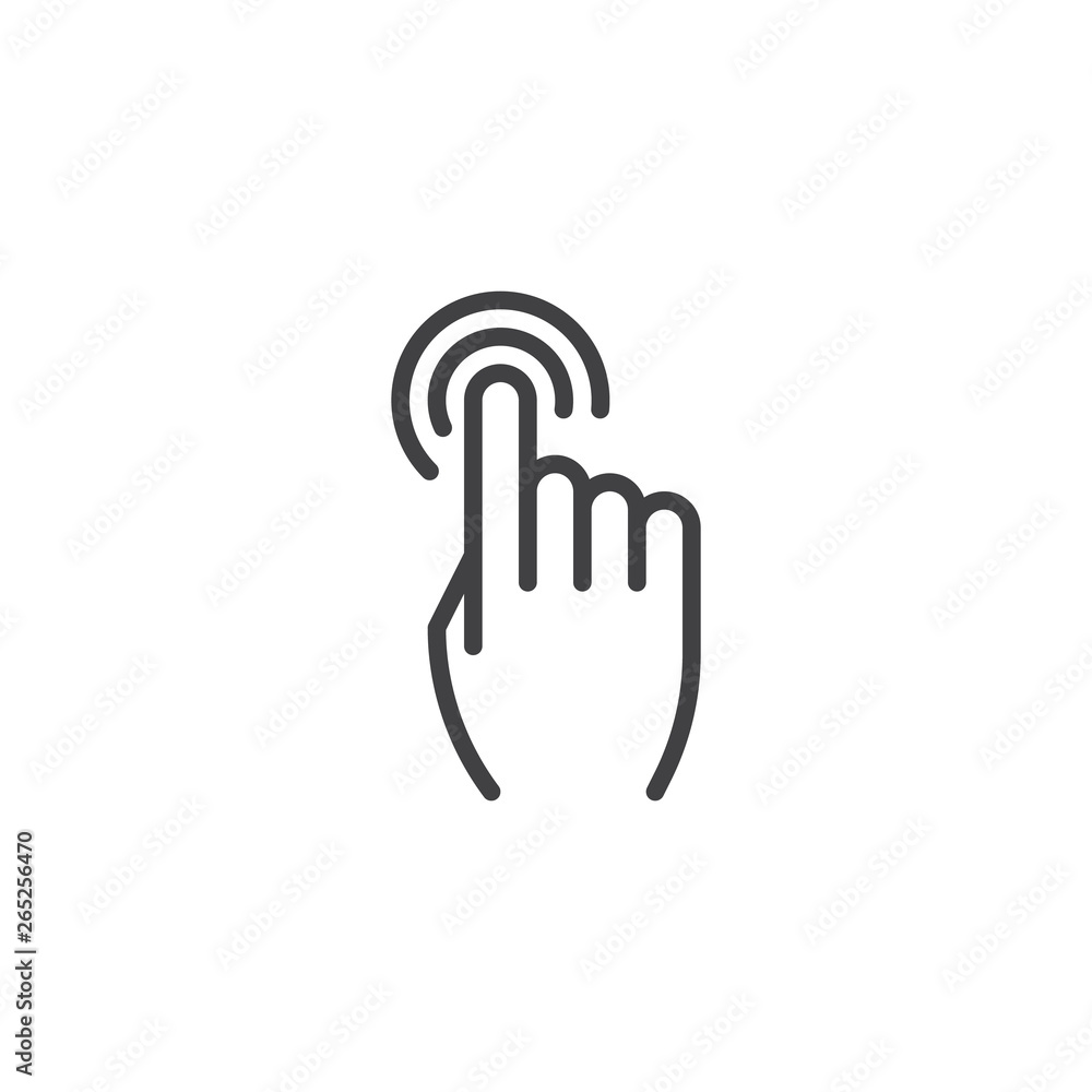 Poster double tap line icon. hand click linear style sign for mobile concept and web design. finger touch o