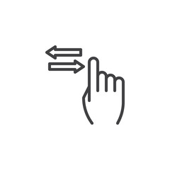 Horizontal scroll line icon. Hand swipe right and left linear style sign for mobile concept and web design. Finger touch gesture outline vector icon. Symbol, logo illustration. Pixel perfect vector 