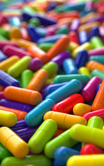 pile of colorful pills,3d rendering,conceptual image.