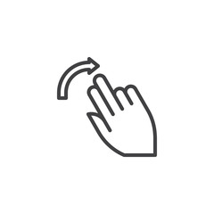 2x flick right line icon. Hand Click linear style sign for mobile concept and web design. Two finger touch gesture outline vector icon. Symbol, logo illustration. Pixel perfect vector graphics