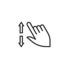 Vertical swipe line icon. Hand Click linear style sign for mobile concept and web design. Up and down finger touch gesture outline vector icon. Symbol, logo illustration. Pixel perfect vector graphics