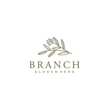 Branch Leaf Flower Logo Design