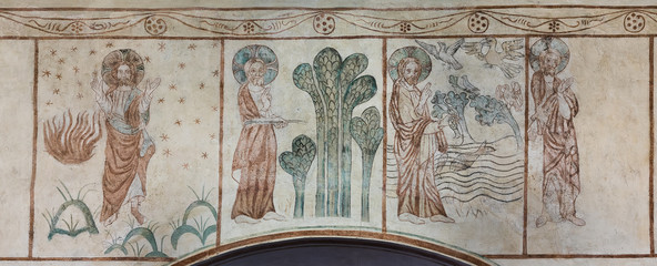 The creation of fire, trees and animals