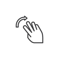 3x flick right line icon. Swipe right hand Click linear style sign for mobile concept and web design. Three finger touch gesture outline vector icon. Symbol, logo illustration. Pixel perfect vector 