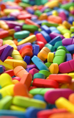 pile of colorful pills,3d rendering,conceptual image.