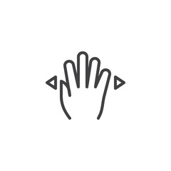 4x spread line icon. Swipe left and right hand Click linear style sign for mobile concept and web design. Four finger touch gesture outline vector icon. Symbol, logo illustration. Pixel perfect vector