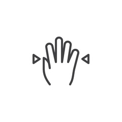 4x pinch line icon. Hand Click linear style sign for mobile concept and web design. Four finger touch gesture outline vector icon. Symbol, logo illustration. Pixel perfect vector graphics