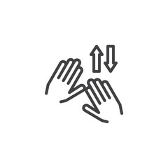 Shuffle tap line icon. Swipe up and down Hand Click linear style sign for mobile concept and web design. Two hand touch gesture outline vector icon. Symbol, logo illustration. Pixel perfect vector 