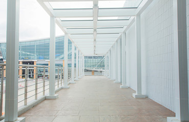 Corridor connecting the building  Airport Morning White tone, clear