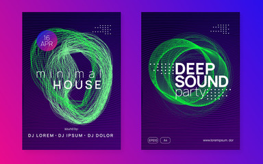 Music flyer. Digital show invitation set. Dynamic gradient shape and line. Neon music flyer. Electro dance dj. Electronic sound fest. Techno trance party. Club event poster. 