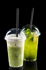 Cold refreshing cocktails in take away glass