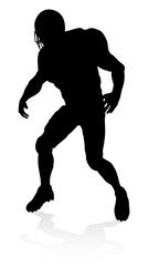 Detailed American Football player sports silhouette