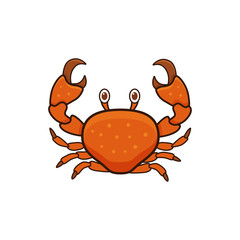 Red crab colorful cartoon flat style vector illustration. Sea creature,