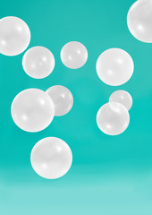 Beautiful white bubbles with soft aqua background