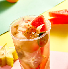 Colorful iced fruit tea
