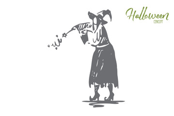 Witch, magic, Halloween, holiday, hat concept. Hand drawn isolated vector.