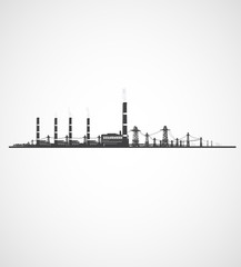 Thermal coal power plant and transmission towers.