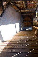 Fototapeta premium city wall, staircase in Deiniger Tower, in Nördlingen, Germany