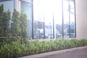 refection of sun light on office mirror