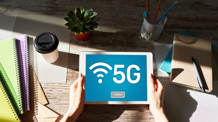 5g Fast mobile internet connection, Ne generation communication and modern technology concept.