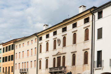 Obraz premium street with white apartments in Castelfranco Veneto, Italy