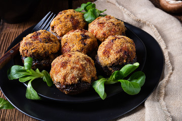 stuffed with minced meat and baked Champignons