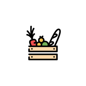 Vector Food Wooden Box Icon