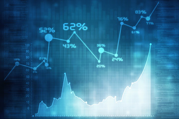 2d rendering Stock market online business concept. business Graph 