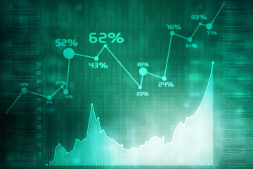 2d rendering Stock market online business concept. business Graph 