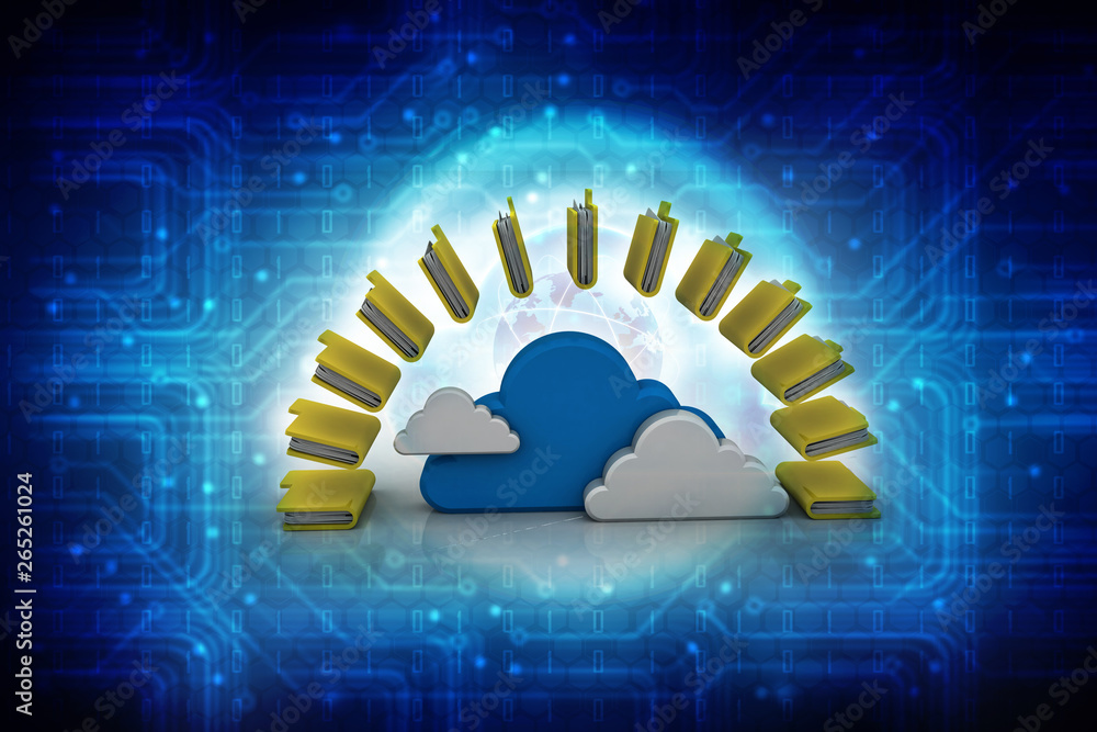 Poster 3d rendering cloud folder network