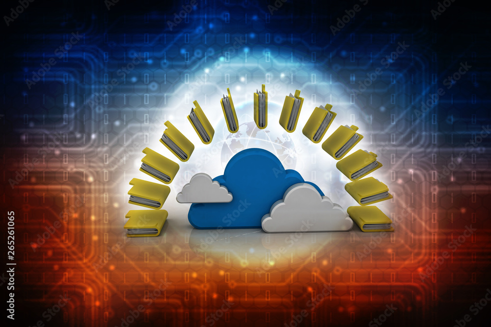 Poster 3d rendering cloud folder network