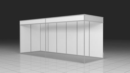 Simple Emply Booth 3x1 meters. Mockup. 3D rendering template