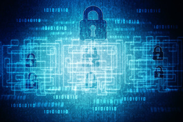 2d illustration Safety concept: Closed Padlock on digital background