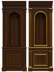 Obraz premium classic wood panels and sculptures