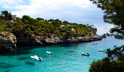 Beach and cliff, Majorca island, Spain Mediterranean Sea