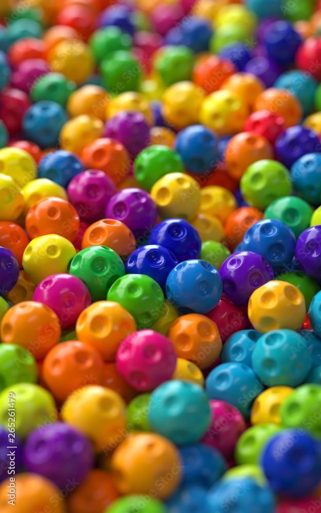 Poster pile of colorful objects,3d rendering,conceptual image. colorful background