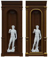 classic wood panels and sculptures
