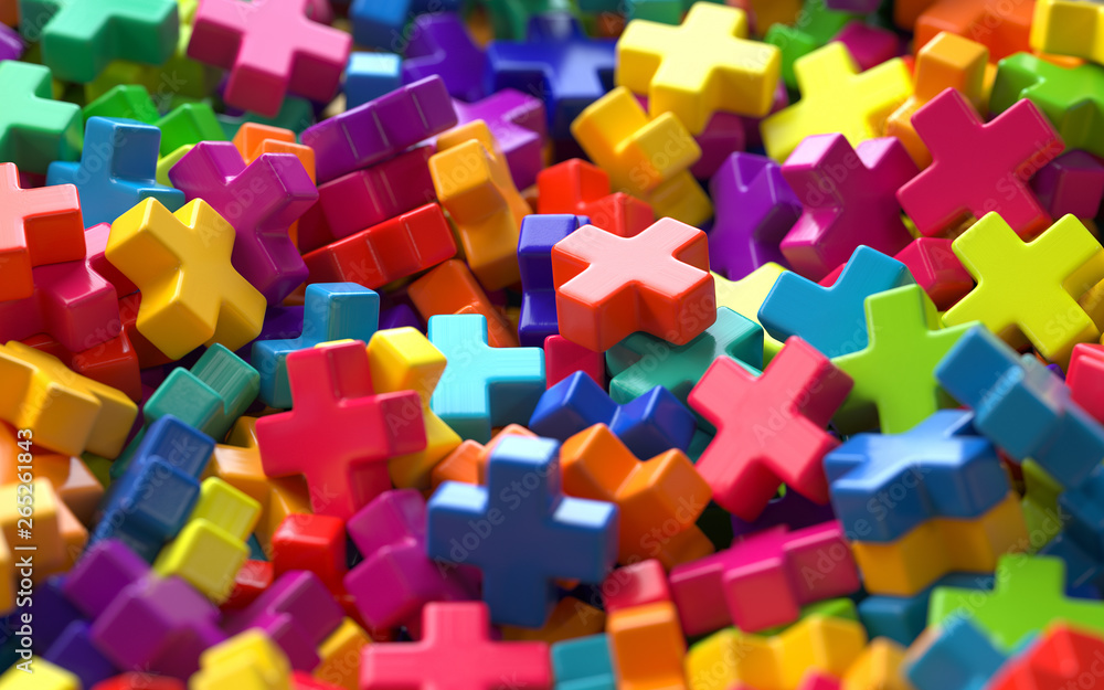 Aufkleber pile of colorful objects,3d rendering,conceptual image. colorful background
