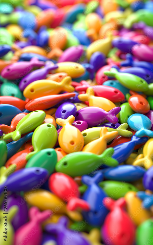 Poster pile of colorful objects,3d rendering,conceptual image. colorful background