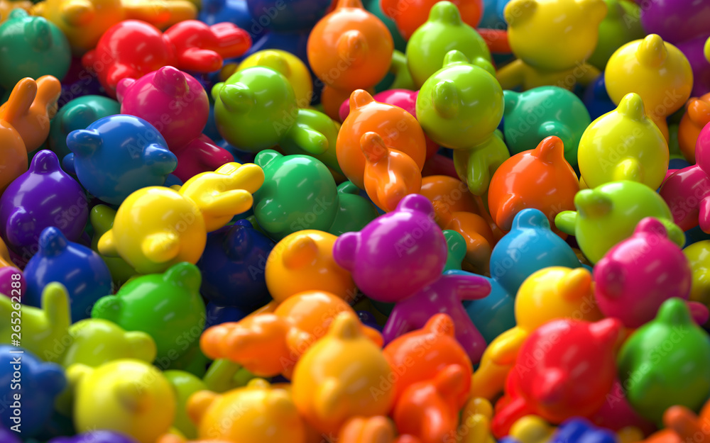 Aufkleber pile of colorful objects,3d rendering,conceptual image. colorful background