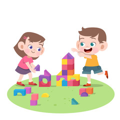kids playing together vector illustration