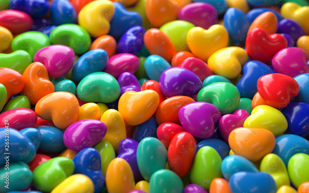 Aufkleber pile of colorful objects,3d rendering,conceptual image. colorful background