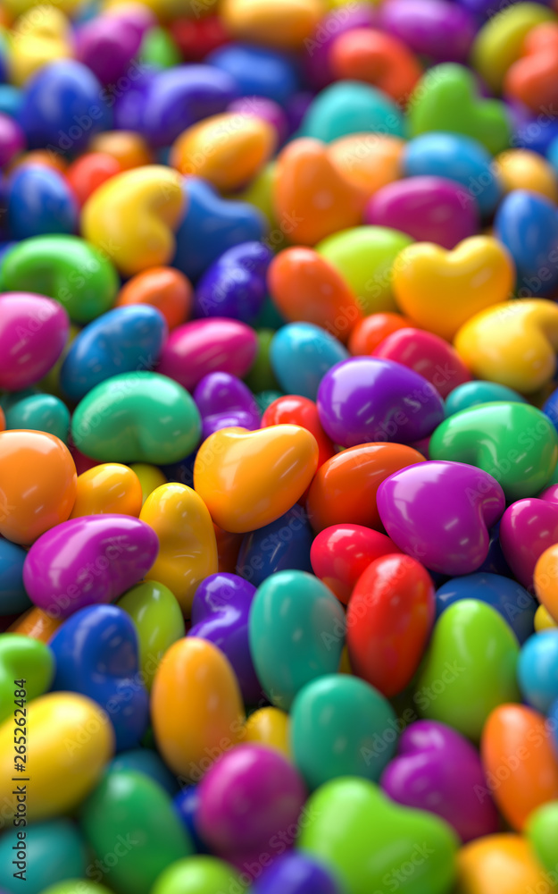 Aufkleber pile of colorful objects,3d rendering,conceptual image. colorful background