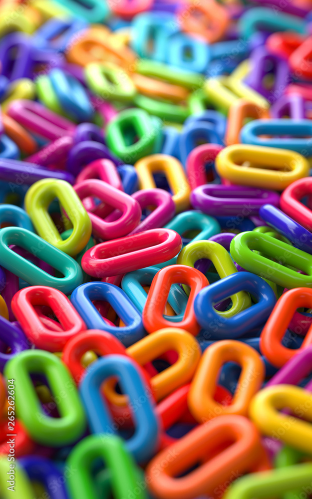 Poster pile of colorful objects,3d rendering,conceptual image. colorful background
