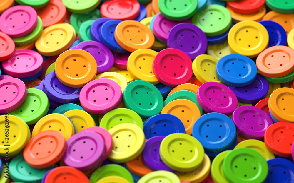 Poster pile of colorful objects,3d rendering,conceptual image. colorful background