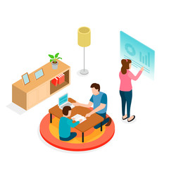 flat illustration for distance education, consulting, training, courses, learn, student life, Family teach the kid. Modern vector illustration concepts for website and mobile website development