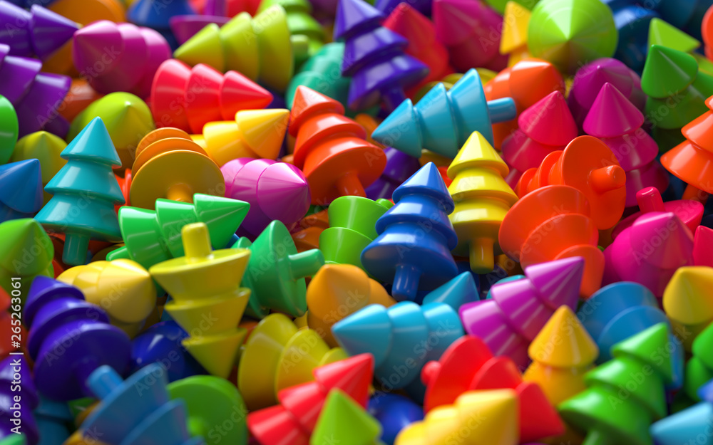 Aufkleber pile of colorful objects,3d rendering,conceptual image. colorful background
