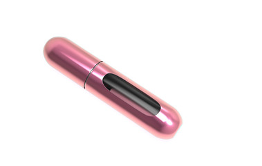 Perfume atomizers template realistic spray case for fragrance isolated on white background. 3d illustartion