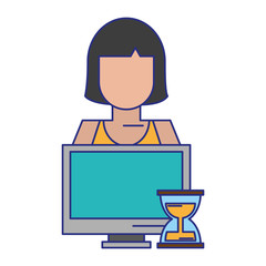 computer with hourglass